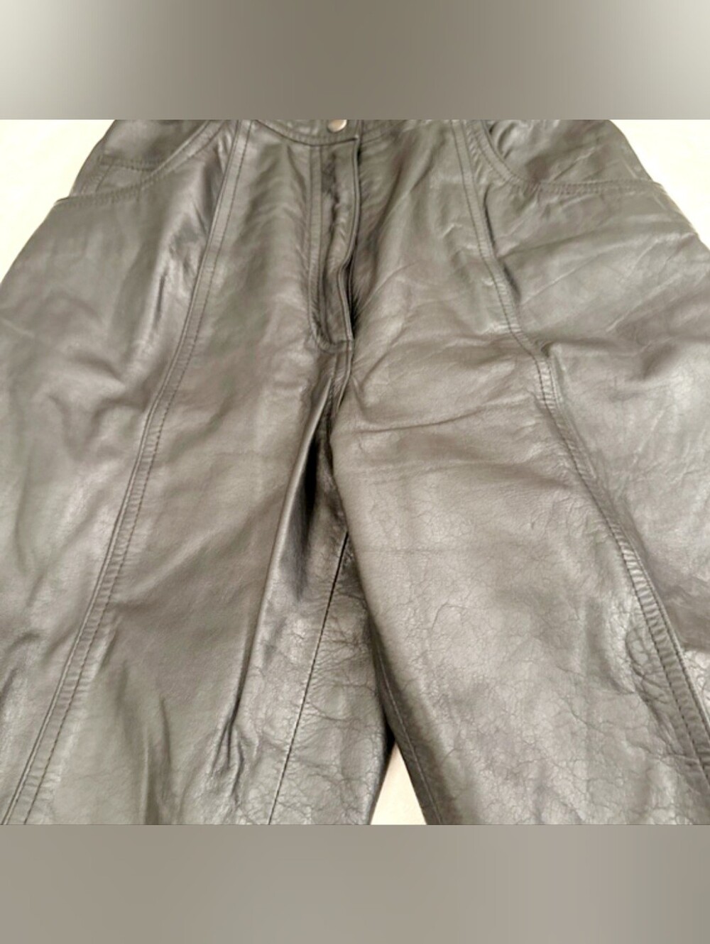 Together Vintage Black High-Rise Straight-Leg Leather Pants - Picture 6 of 7